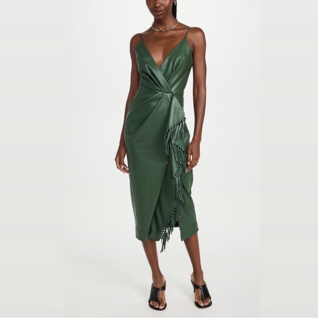 Simkhai Carlee Vegan Leather Dress - Hunter Green
